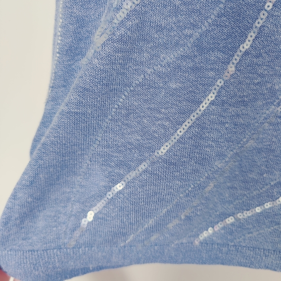 Tommy Bahama sequin embellished tank top linen blend, blue Size S - Picture 5 of 9
